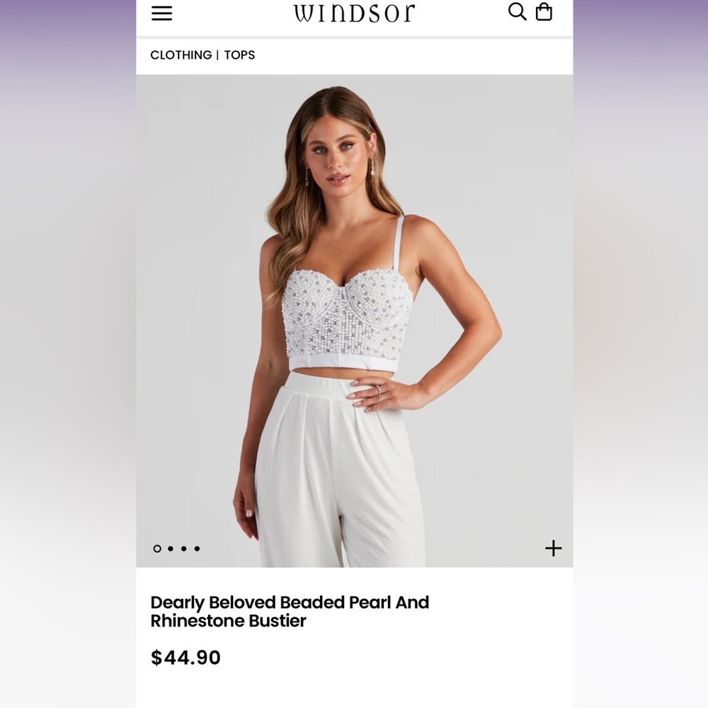 Windsor Dearly Beloved Beaded Pearl and Rhinestone Bustier. Bachelorette fit